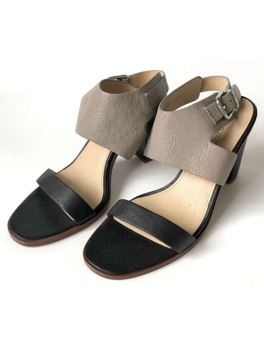 Via Spiga V-Belia Two Tone Leather Block Heel Sandals Size 8M